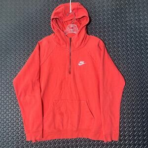 Vintage NIKE‎ Sportswear Red 1/4 Zip Pull Over logo Swoosh Sweater Womans Large